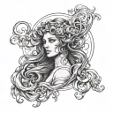 Hecate goddess of magic flowing three headed messy lines rough sketch tattoo design idea