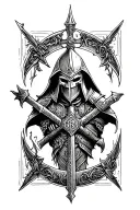 nearly Dead Warrior Knight templar  tattoo design idea