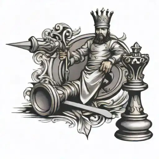 chef knife  king chess piece tattoo design idea