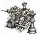 chef knife  king chess piece tattoo design idea