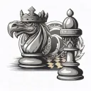 chef knife  king chess piece tattoo design idea
