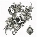 ace of spade, crown of thorns and cobra wrapped tattoo design idea