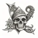 ace of spade, crown of thorns and cobra wrapped tattoo design idea
