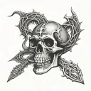 ace of spade, crown of thorns and cobra wrapped tattoo design idea