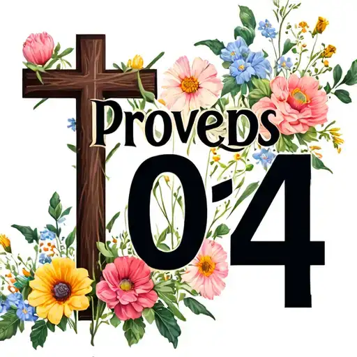 "Proverbs 10:4" cross surrounded by field of flowers tattoo design idea