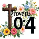 "Proverbs 10:4" cross surrounded by field of flowers tattoo design idea