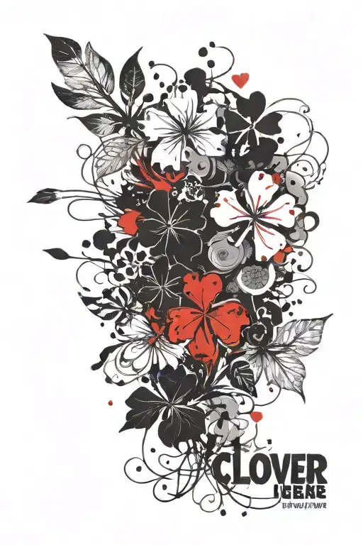 5 leaf Black clover leaf tattoo design idea