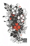 5 leaf Black clover leaf tattoo design idea