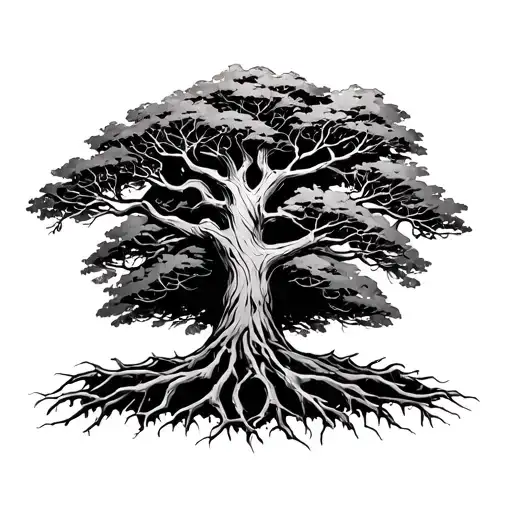 Tree of life Whit text In umbra temporis Whit warhammer 40000k style and abbility To add names and dates on tree tattoo design idea