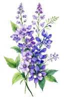 lilac and delphinium flowers seperate tattoo design idea