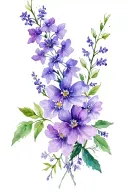 lilac and delphinium flowers seperate tattoo design idea