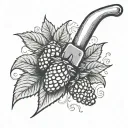 garden trowel with raspberry vine wrapped around it tattoo design idea