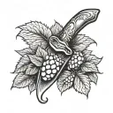 garden trowel with raspberry vine wrapped around it tattoo design idea