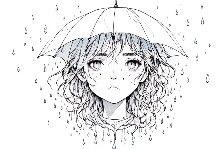 a short tattoo of rain showing emotions with some meaningful elements (no face) tattoo design idea