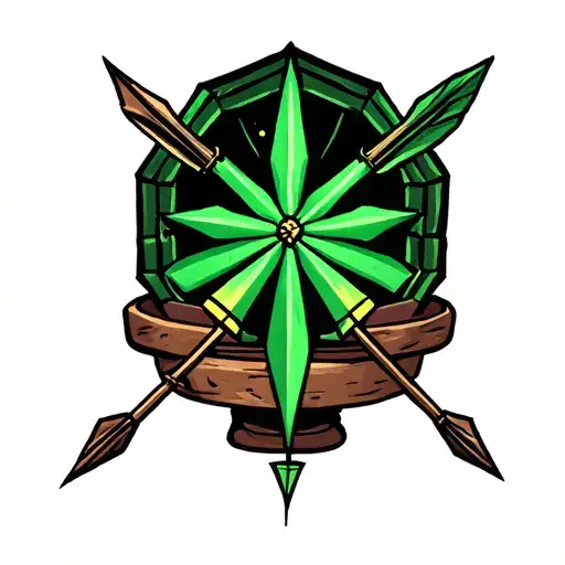 green dart table and arrow tattoo design idea