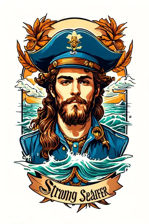 strong seafarer tattoo design idea