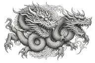 two Thai dragons tattoo design idea