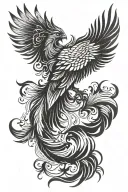 phoenix bird feathers tattoo design idea