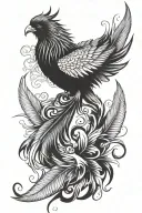 phoenix bird feathers tattoo design idea