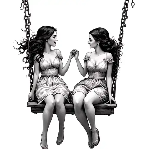 Sisters On A Swing tattoo design idea