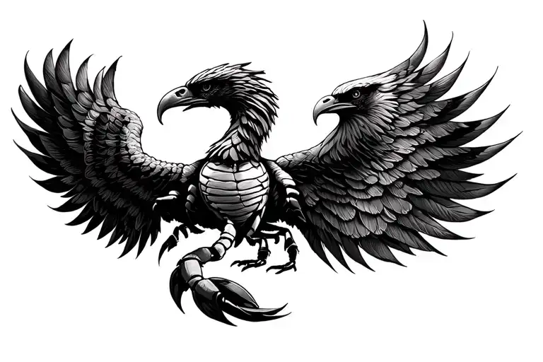 Scorpion Eagle Phoenix tattoo design idea
