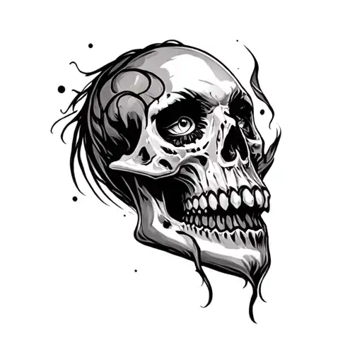 skull hot chick face realsom tattoo design idea