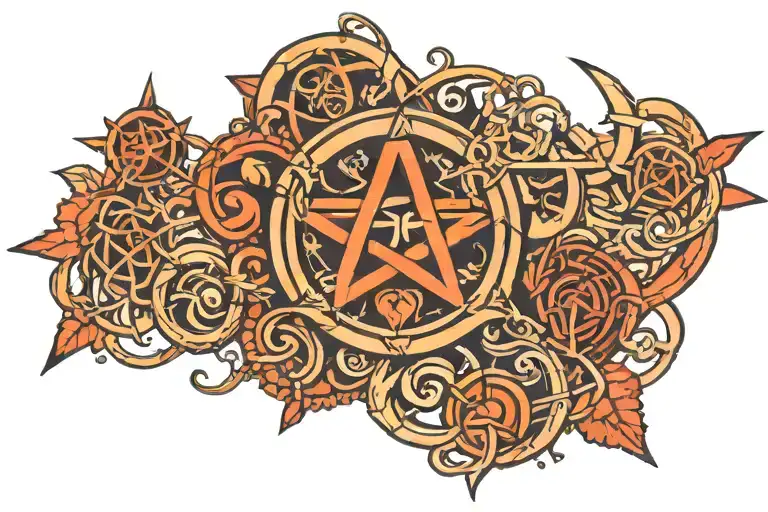 pagan symbols intertwined tattoo design idea