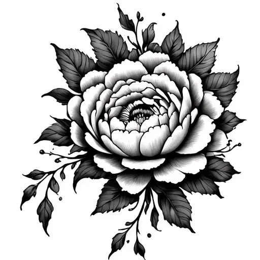 mandala with peony flowers on shoulder tattoo design idea