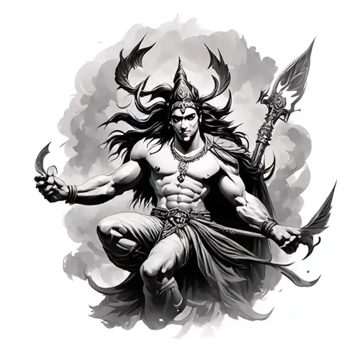 Karna engaged in battle tattoo design idea