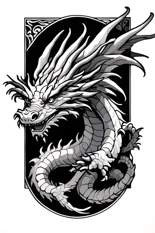 eastern European dragon flying wrapped loosely tattoo design idea