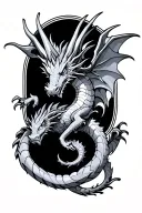 eastern European dragon flying wrapped loosely tattoo design idea