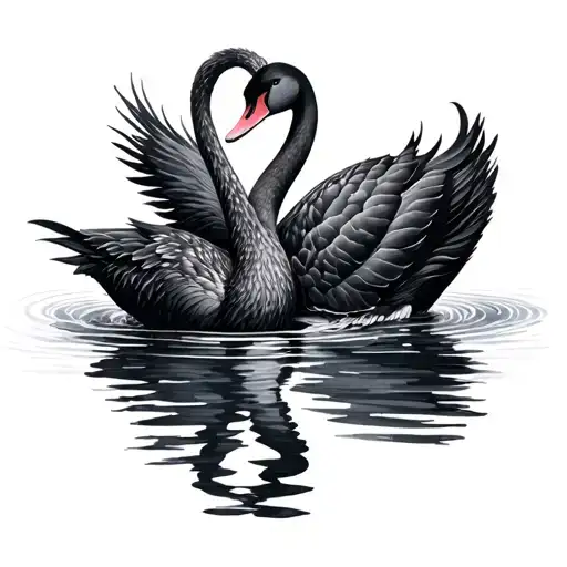 Couple's black swans tattoo design idea