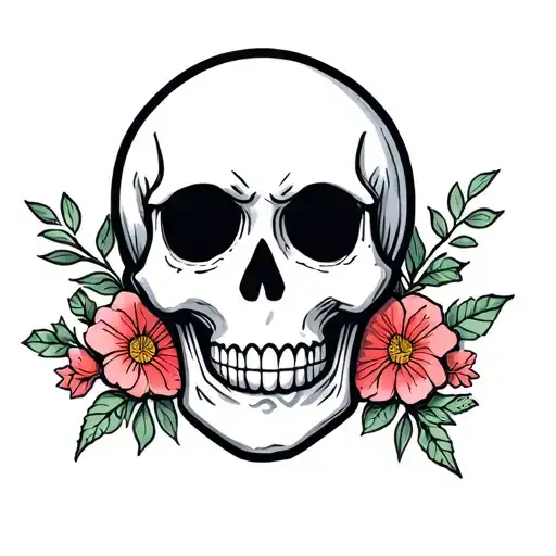cute skull face tattoo design idea