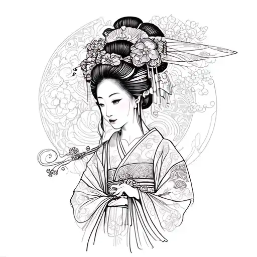 a japanese geisha tattoo design idea