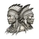 African Warrior With Native American together  tattoo design idea