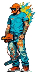 chainsaw man anime colorfull tattoo design idea