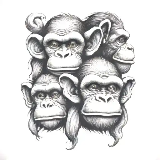 3 wise monkeys tattoo design idea