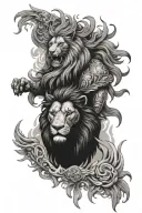 Lion warrior and phoenix rising from the ashes tattoo design idea