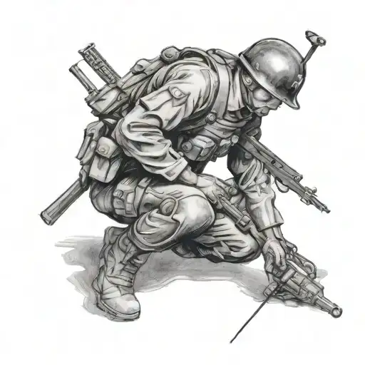 Kneeling Soldier tattoo design idea