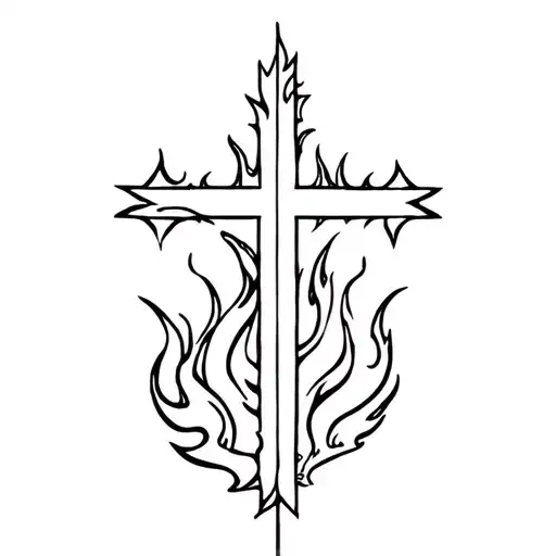 god being your guidance your strength and your support being with you even in the flames, incorporating a cross tattoo design idea
