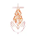 god being your guidance your strength and your support being with you even in the flames, incorporating a cross tattoo design idea