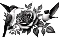 hummingbirds and roses tattoo design idea