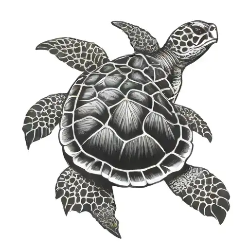 sea turtle and woman tattoo design idea