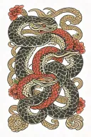twin Earth Snake tattoo design idea