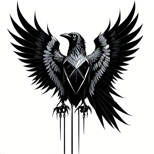 Crow with Evil eyes transforming into a angel like dove tattoo design idea