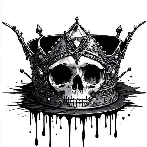 beautiful disaster sketched into a gothic crown an a diamond with drip tattoo design idea