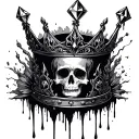 beautiful disaster sketched into a gothic crown an a diamond with drip tattoo design idea
