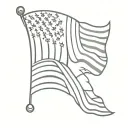 Waylon logo on waving u s flag intertwined tattoo design idea