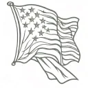 Waylon logo on waving u s flag intertwined tattoo design idea