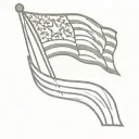 Waylon logo on waving u s flag intertwined tattoo design idea